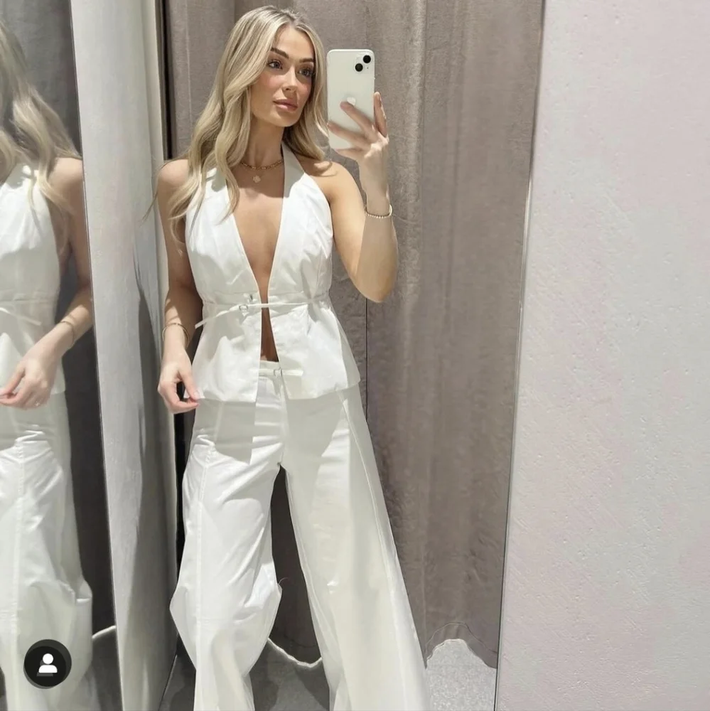 Zara Palazzo Wide White Pants